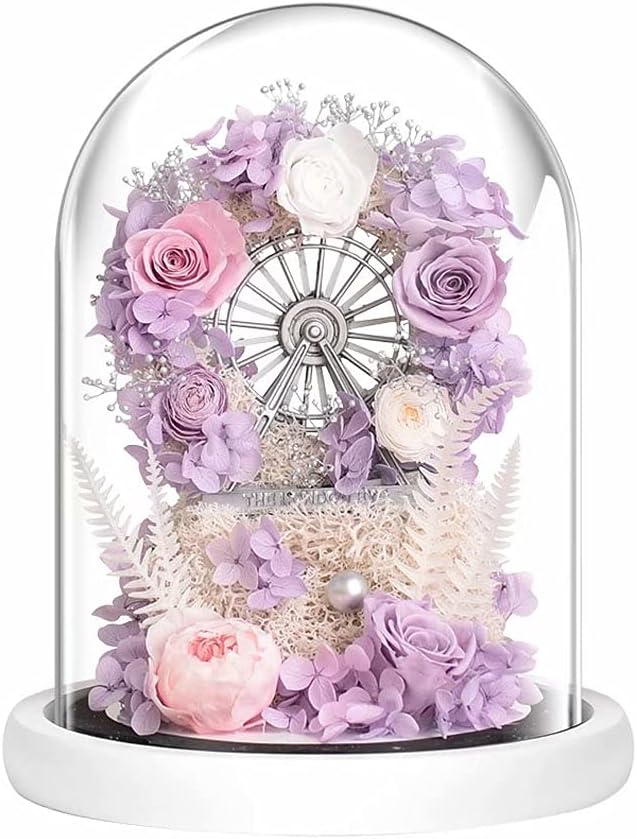 レンデフロール　プリザーブドフラワー 置物　ピンク　薔薇　バラ　かすみ草 レンデフロール（Reine De Fleur） ハンドメイドドライフラワー